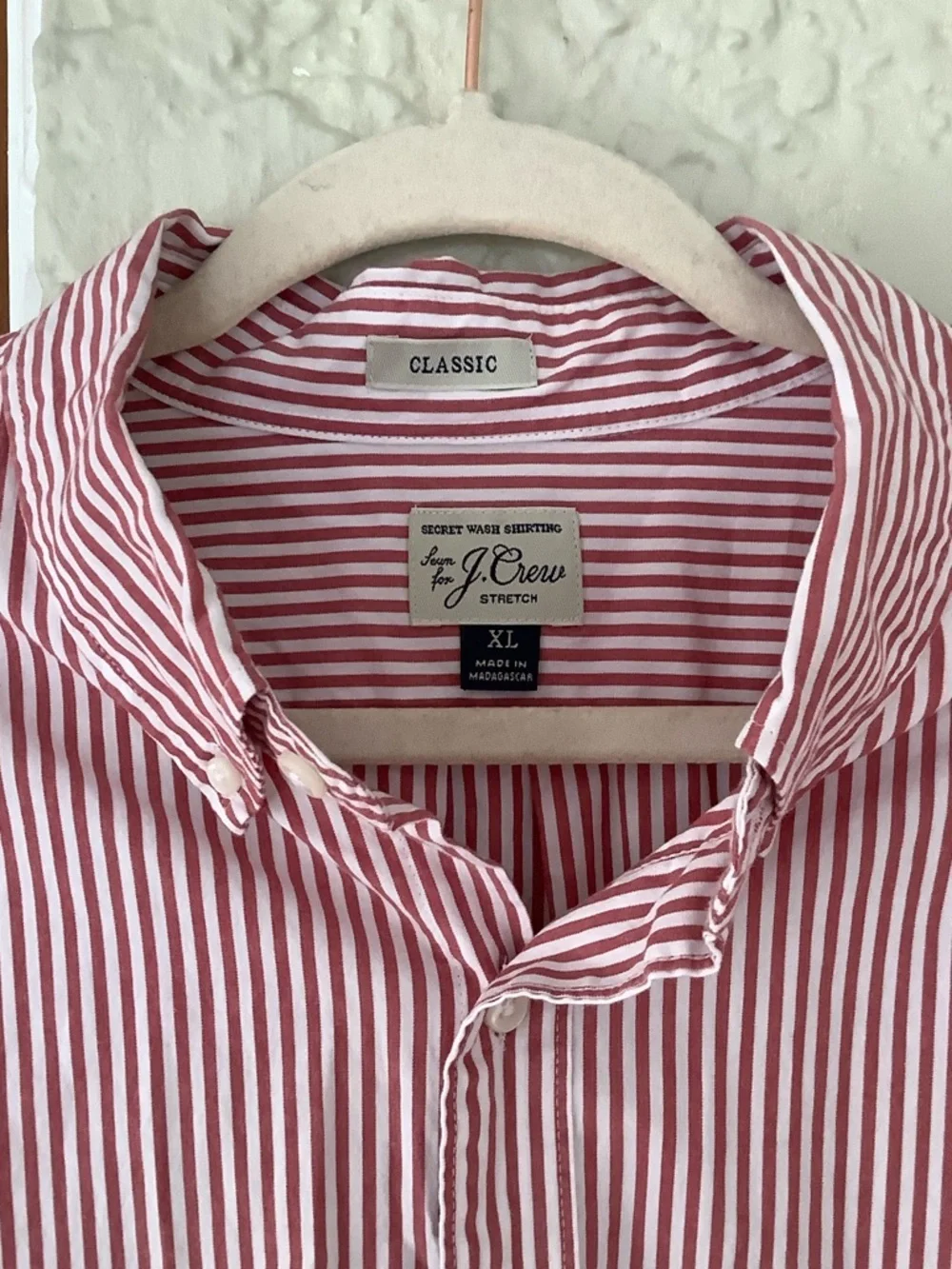 J. Crew Red & White Striped Button-Up Dress Shirt